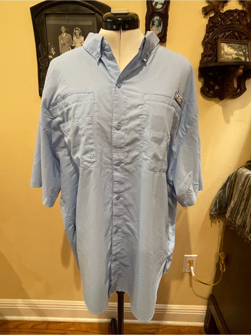 Columbia PFG Light Blue Vented Fishing Shirt XL